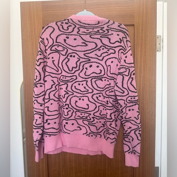 💖😊 WeSC Leon Warp Smiley Sweater | Pink Knit Men’s M / Women’s L - Picture 4 of 6